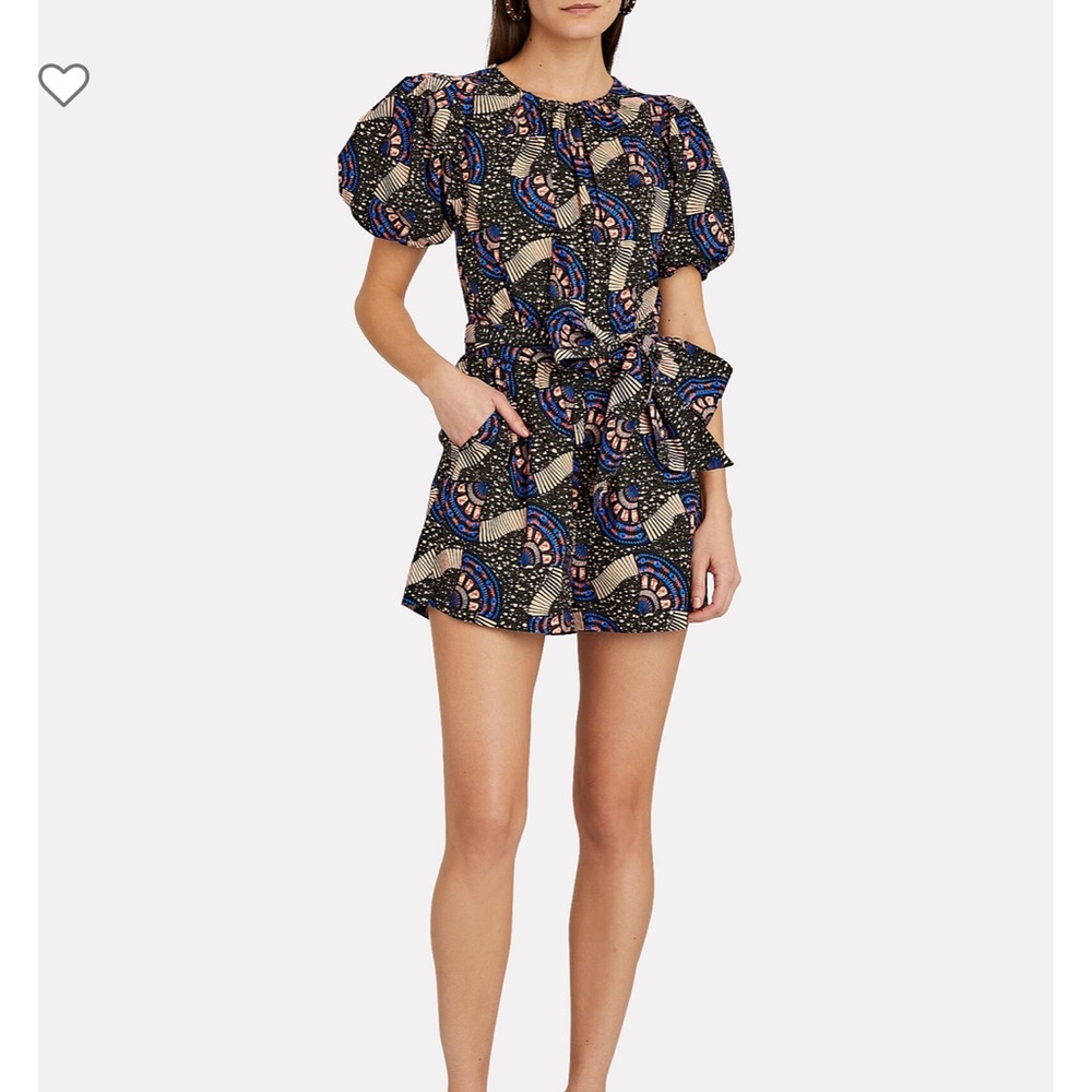 Ulla Johnson Hollis Romper Printed Puff Sleeve 100% Cotton Open Back size 4